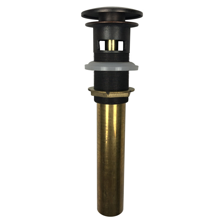 Aged Copper and Brass Pop-Up Sink Drain with Overflow