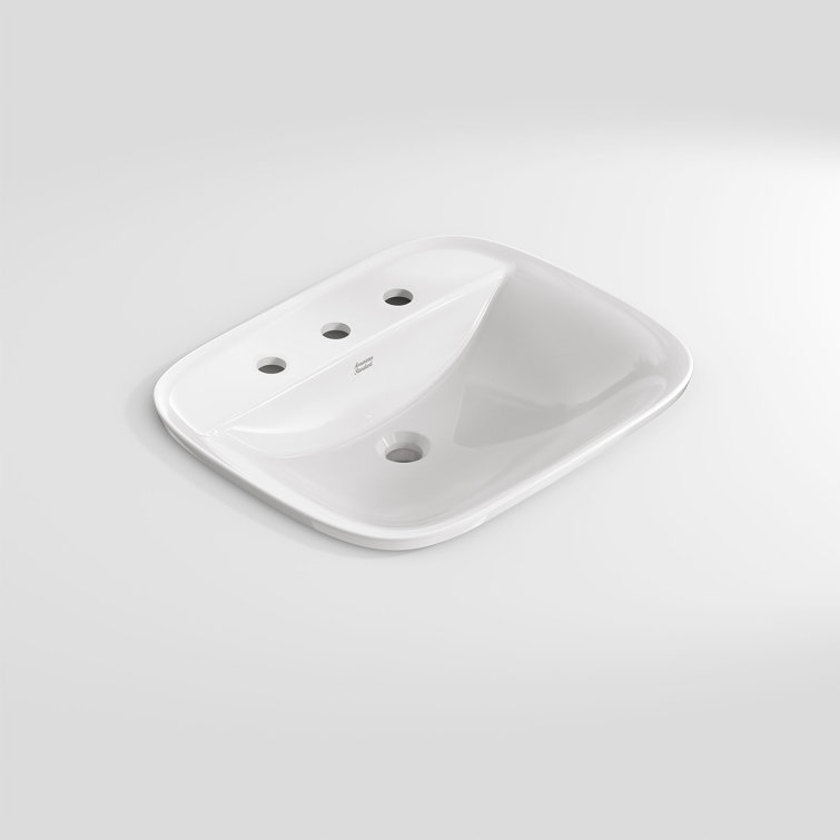 White Ceramic 22" Rectangular Bathroom Sink with Faucet Holes