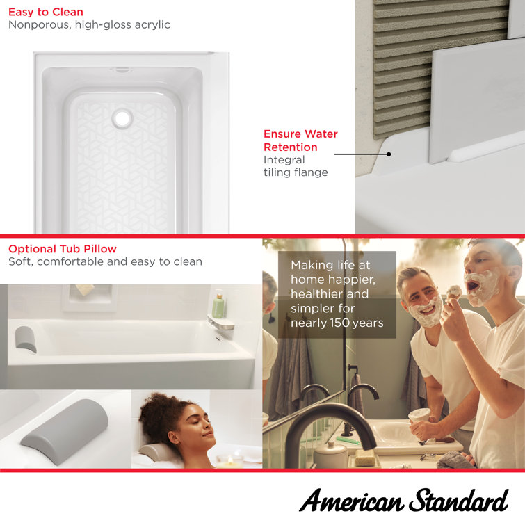 Aspirations 60'' White Acrylic Alcove Bathtub with Right Drain