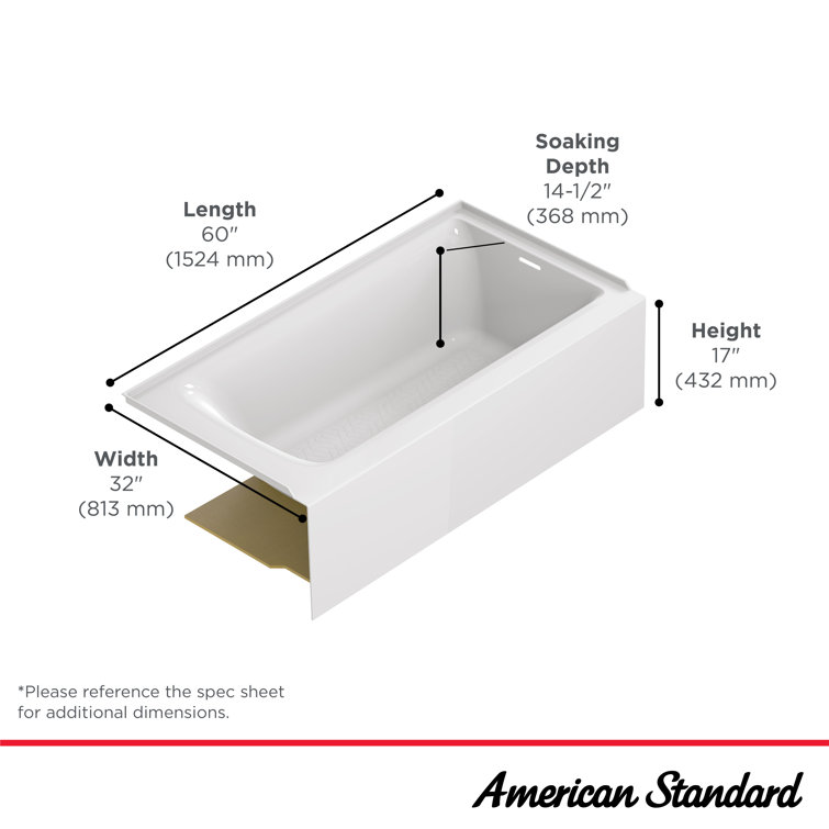 Aspirations 60'' White Acrylic Alcove Bathtub with Right Drain