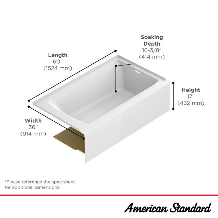 White 36'' Acrylic Alcove Bathtub with Right-Hand Drain