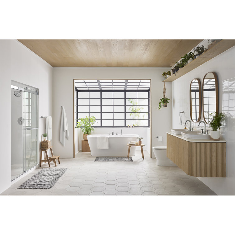 Silver Frameless Sliding Shower Door with Tempered Glass