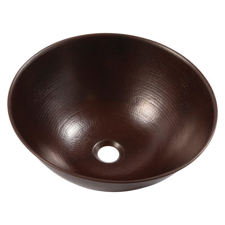 Handcrafted 16" Aged Copper Circular Vessel Sink
