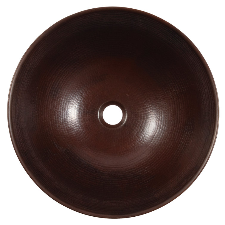 Handcrafted 16" Aged Copper Circular Vessel Sink