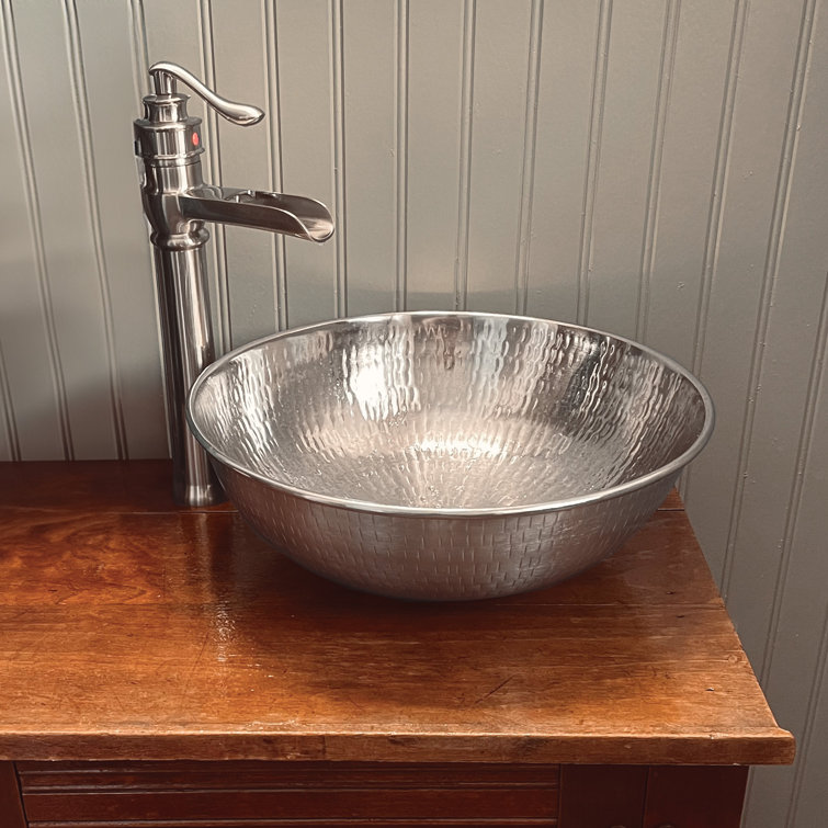 Bohr 14" Handcrafted Hammered Nickel Vessel Sink
