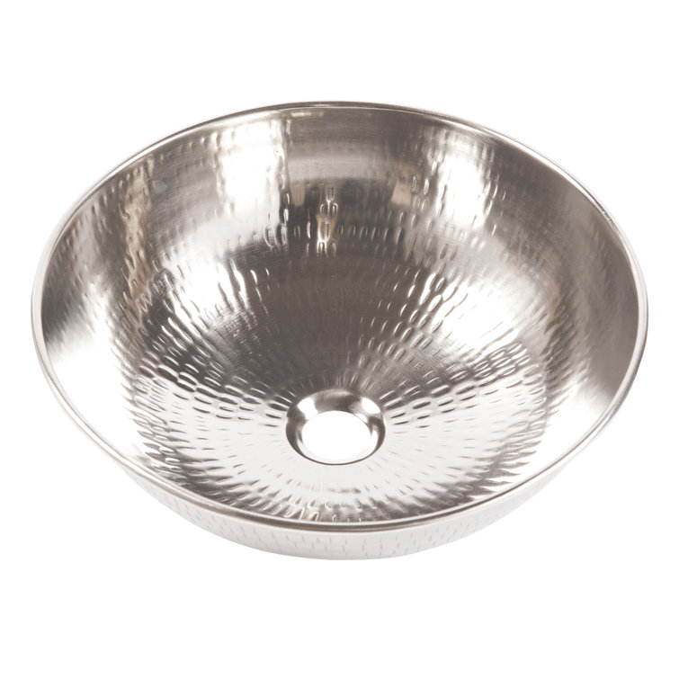 Bohr 14" Handcrafted Hammered Nickel Vessel Sink
