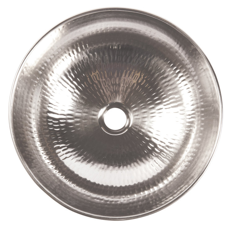 Bohr 14" Handcrafted Hammered Nickel Vessel Sink