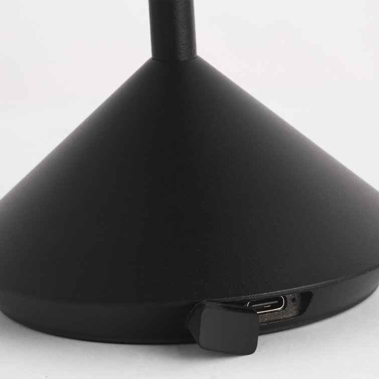 Black Cordless Rechargeable LED Table Lamp with 3-Way Switch