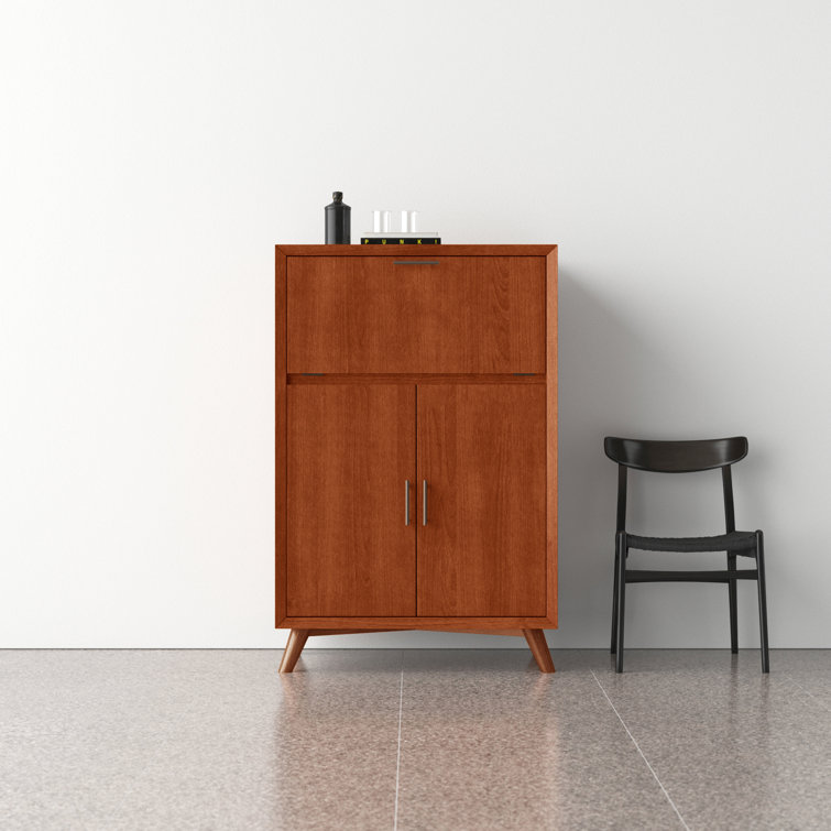 Acorn Solid Wood Mid-Century Modern Bar Cabinet