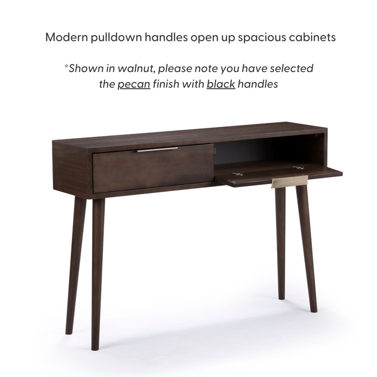 Pecan Mid Century Modern Wood Console Table with Storage