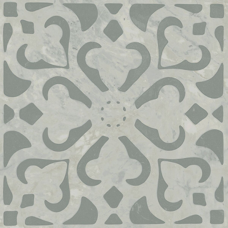 Tuscan Villa Gray Patterned Waterproof Peel and Stick Vinyl Tile