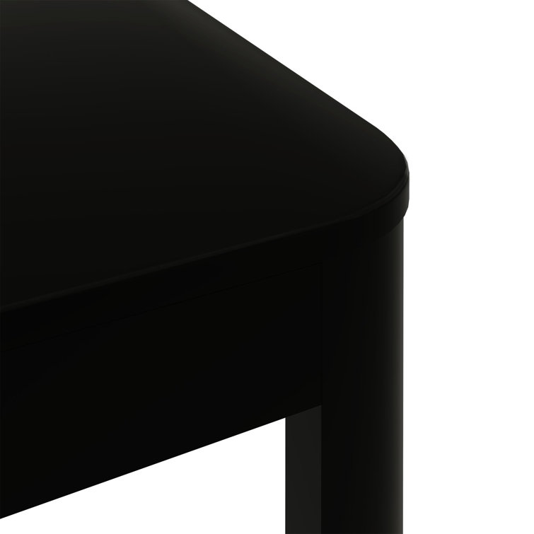 Modern Black Solid Wood Rectangular Coffee Table with Rounded Edges