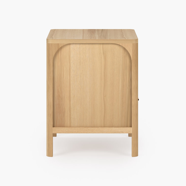 Natural Oak 1-Drawer Nightstand with Antique Bronze Handle