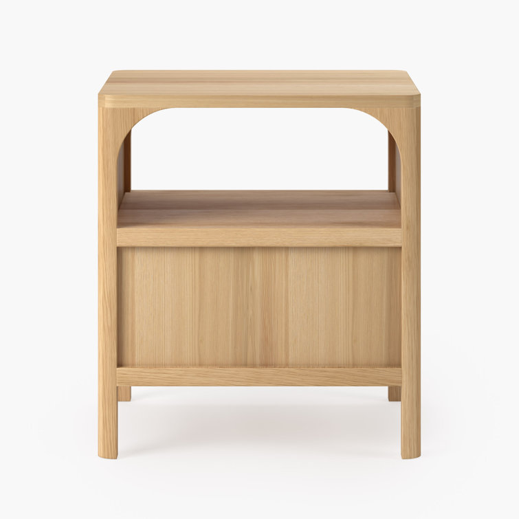 Natural Oak 1-Drawer Nightstand with Antique Bronze Handle