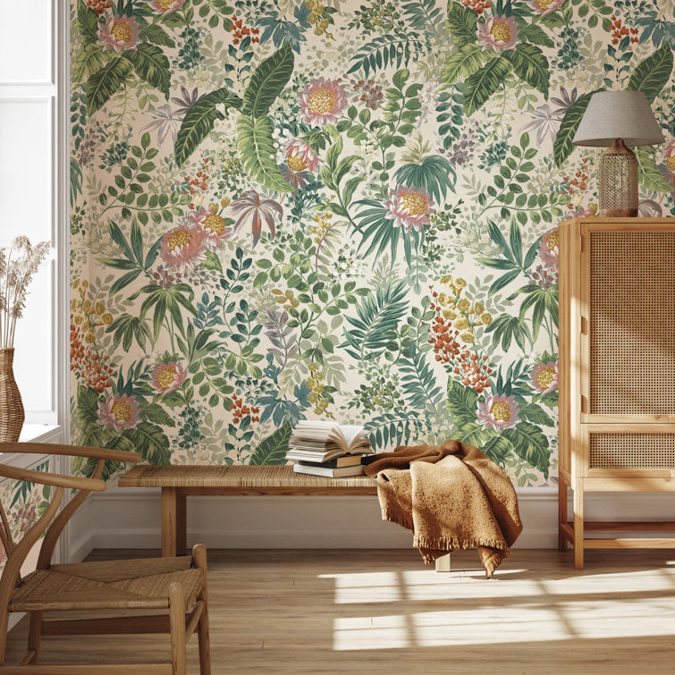 Beverly Floral 108" x 78" Peel and Stick Wall Mural in Fern