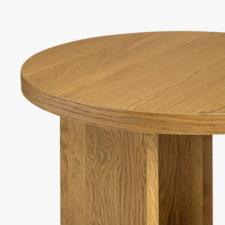 Honey Oak Round End Table with Shelf