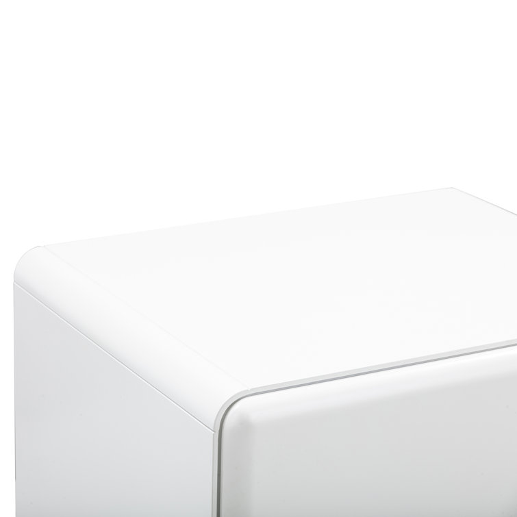 White Glossy Solid Wood 2-Drawer Nightstand