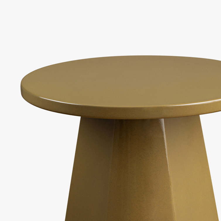 Olive Round Glass Fiber Pedestal End Table