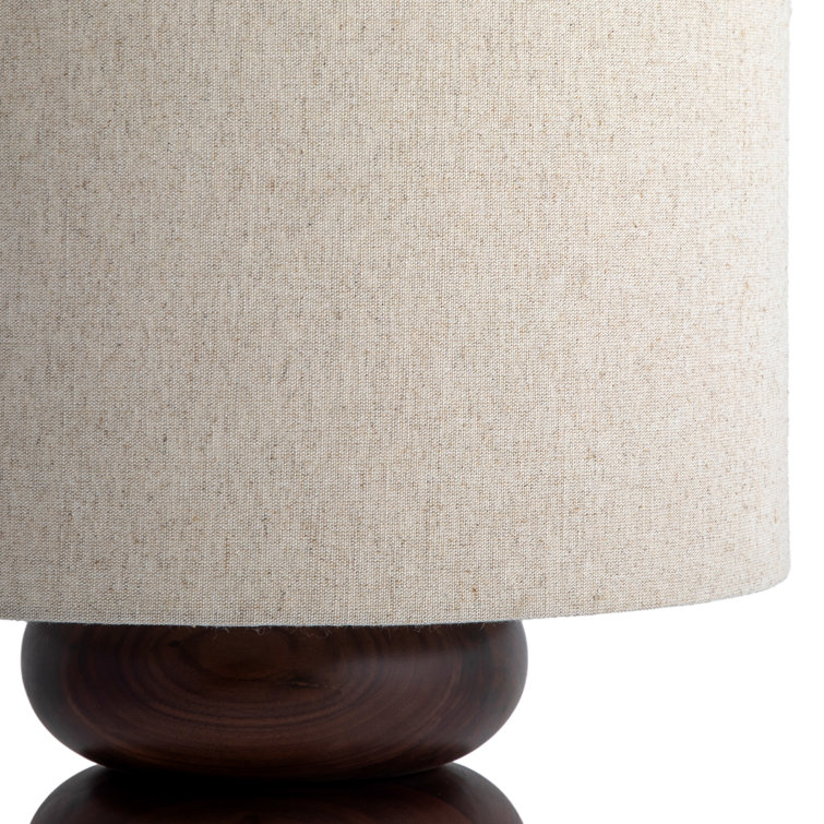 Walnut Solid Wood Table Lamp with Natural Linen Shade