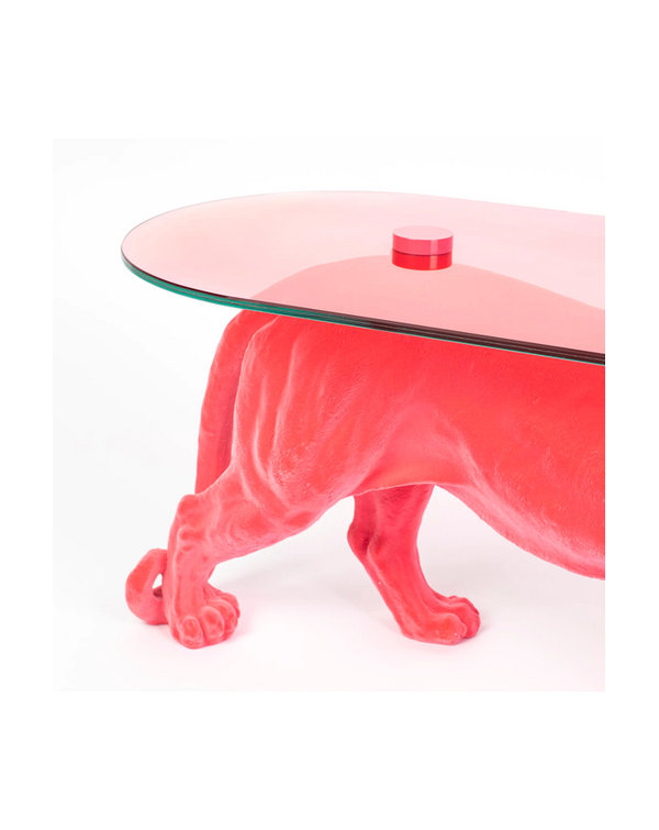 Pink Panther Glass Top Coffee Table with Resin Base