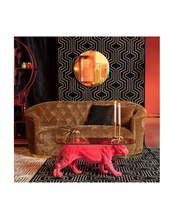 Pink Panther Glass Top Coffee Table with Resin Base