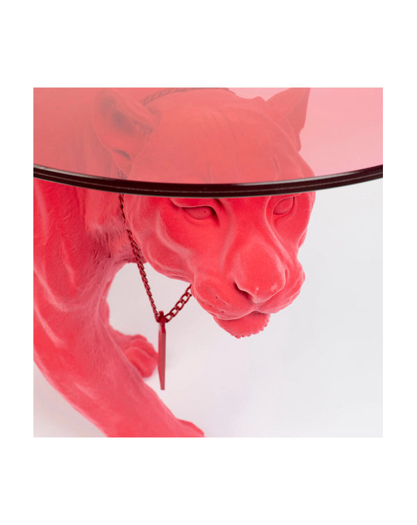 Pink Panther Glass Top Coffee Table with Resin Base