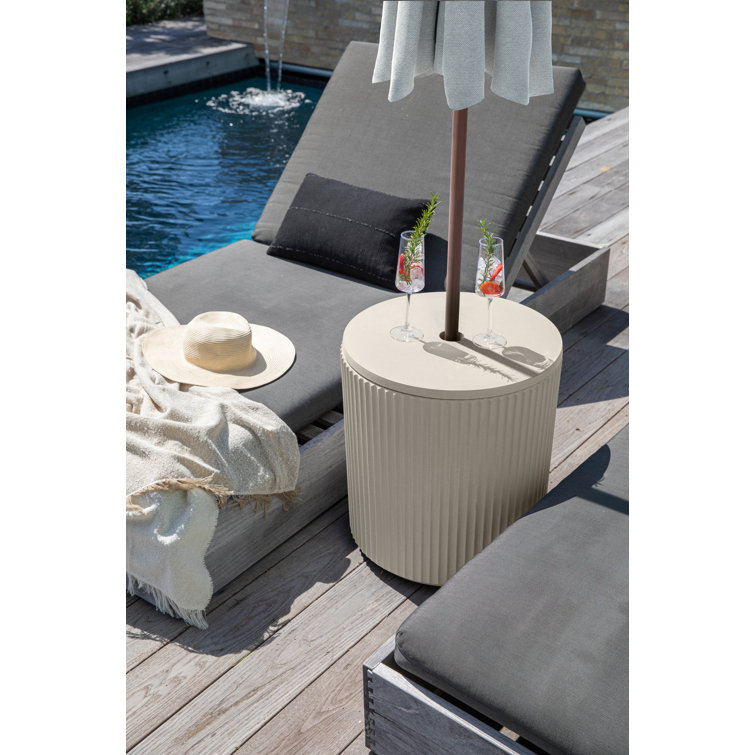 Sand Concrete-Plastic Outdoor Side Table with Umbrella Hole