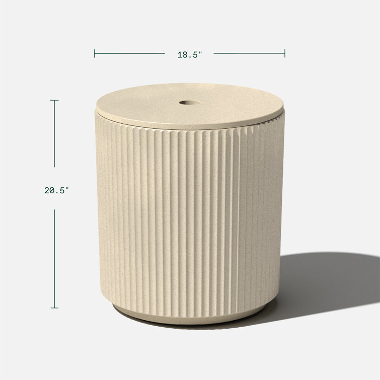 Sand Concrete-Plastic Outdoor Side Table with Umbrella Hole