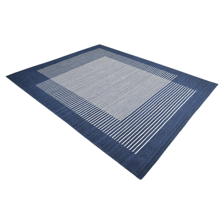 Handwoven George Navy Blue Wool 8' x 10' Area Rug