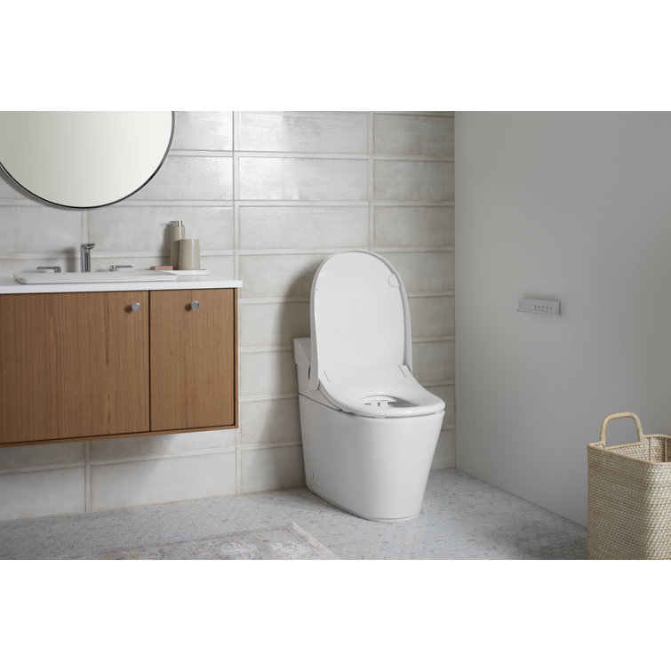White Elongated One-Piece Smart Toilet with Dual Flush