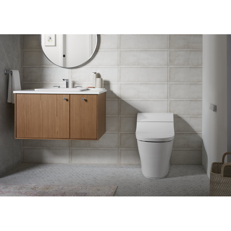 White Elongated One-Piece Smart Toilet with Dual Flush
