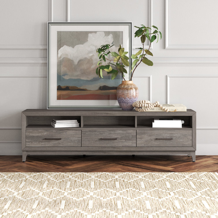 Mercury Gray 76'' Contemporary Media Console with Cabinet