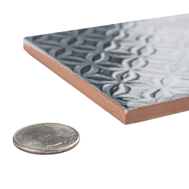 Camden 8" x 4" Azurro Ceramic Patterned Subway Tile