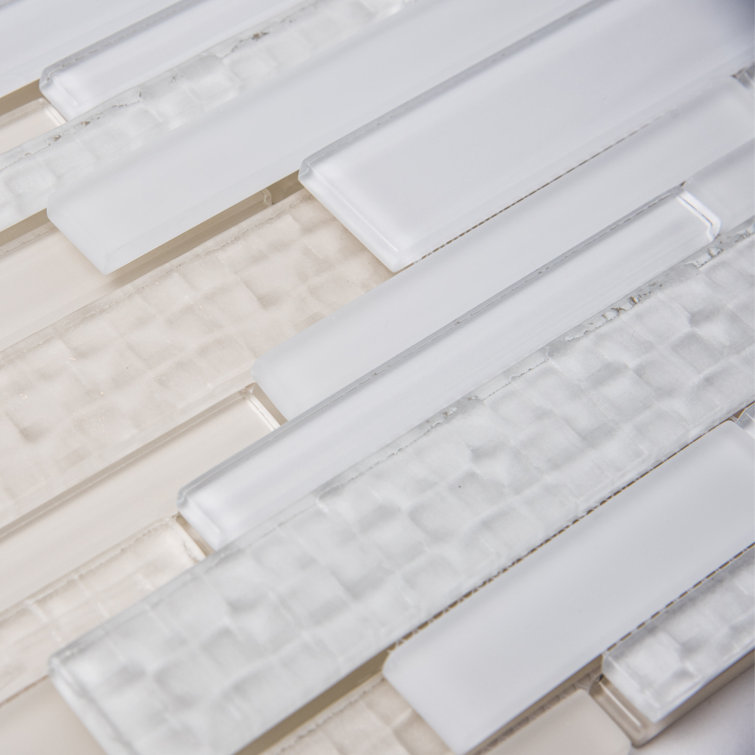 Karma 12" x 12" White Glass Mosaic Wall Tile Sheet