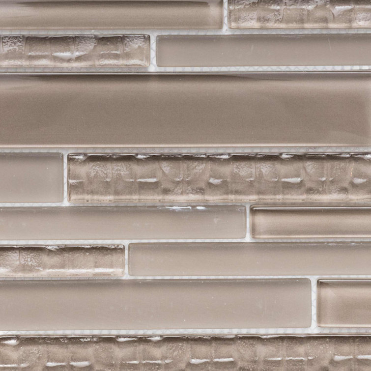 Karma Taupe Frosted Glass Mosaic Wall Tile Sheet