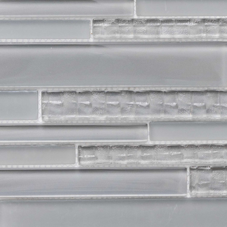 Light Gray 12" x 12" Glass Mosaic Wall Tile Sheet