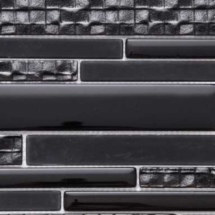 Karma Black 12x12 Textured Glass Mosaic Wall Tile