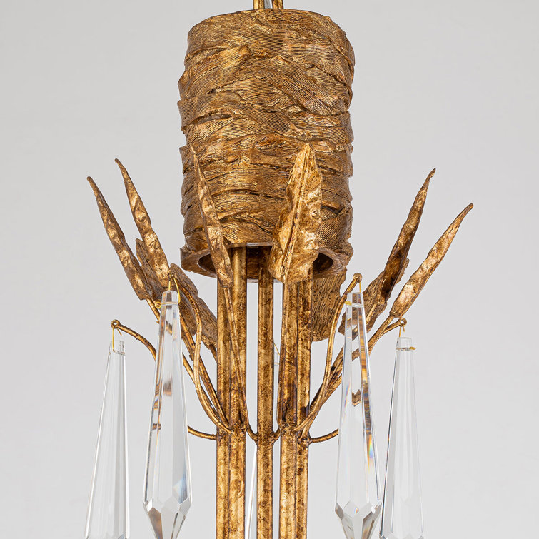Gold Leaf 5-Light Candle Style Chandelier with Palm Leaf Elements