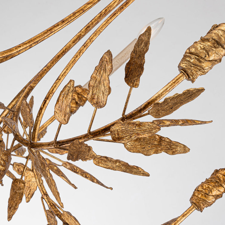 Gold Leaf 5-Light Candle Style Chandelier with Palm Leaf Elements