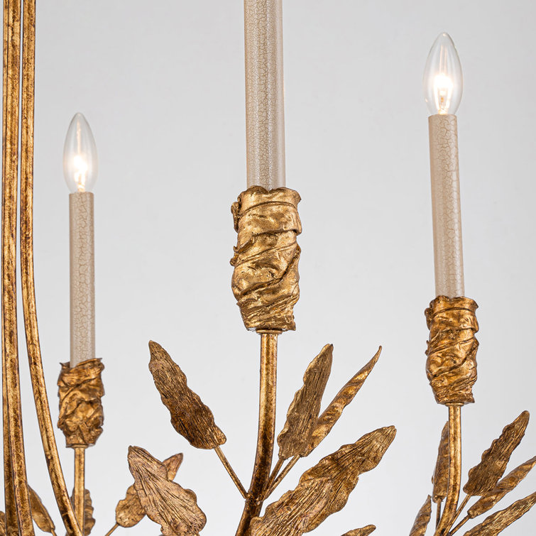 Gold Leaf 5-Light Candle Style Chandelier with Palm Leaf Elements