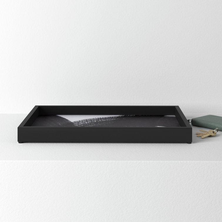 Haden Black and White Handmade Wood Decorative Tray
