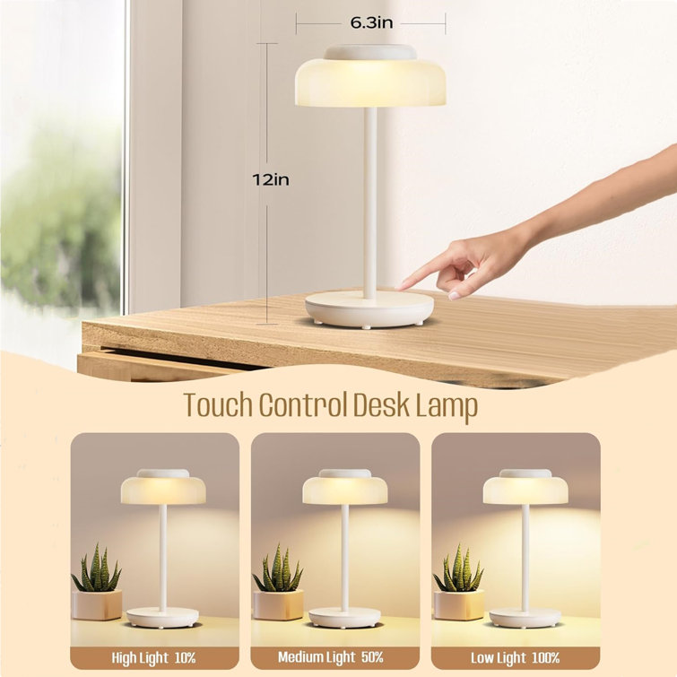 Elegant Cordless 5000mAh White LED Table Lamp, 2 Pack