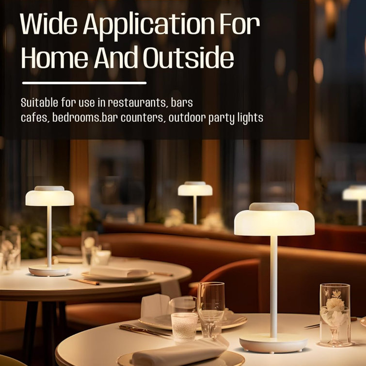 Elegant Cordless 5000mAh White LED Table Lamp, 2 Pack