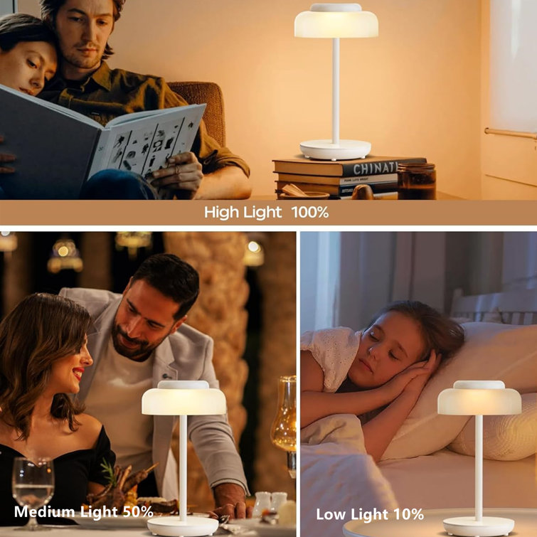Elegant Cordless 5000mAh White LED Table Lamp, 2 Pack