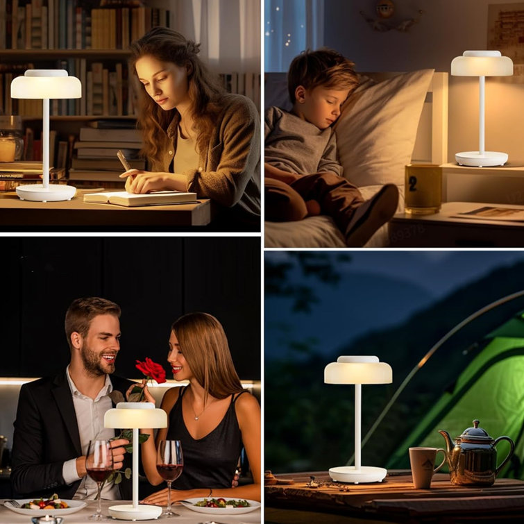 Elegant Cordless 5000mAh White LED Table Lamp, 2 Pack