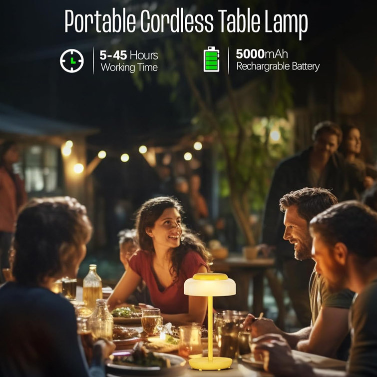 Portable 5000mAh Yellow LED Mushroom Table Lamp, 2 Pack