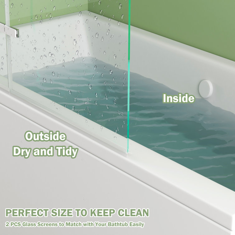 47" x 55" Frameless Clear Glass Tub Door with Silver Hardware