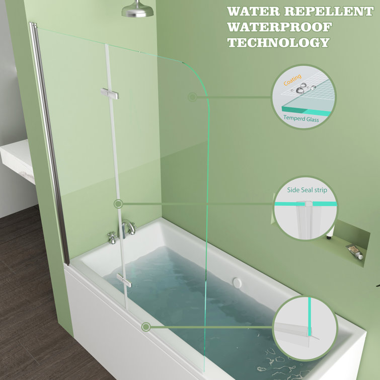 47" x 55" Frameless Clear Glass Tub Door with Silver Hardware
