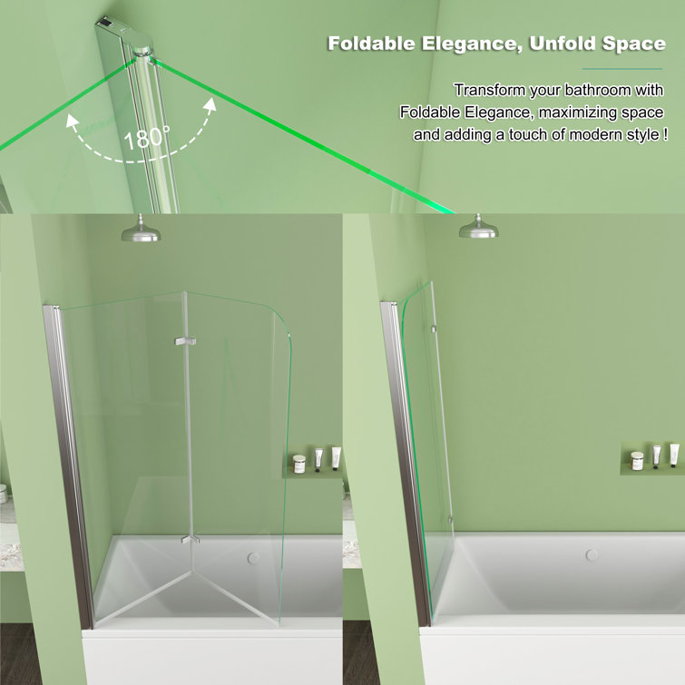 47" x 55" Frameless Clear Glass Tub Door with Silver Hardware