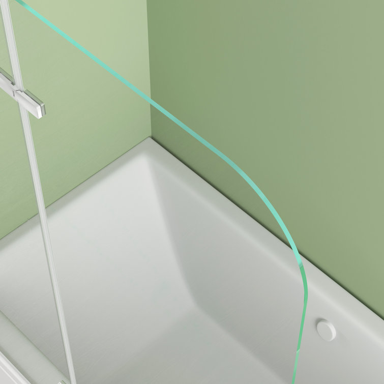 47" x 55" Frameless Clear Glass Tub Door with Silver Hardware